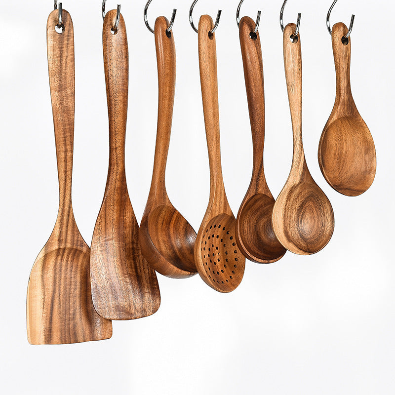 Teak Natürliche Holz Geschirr Löffel Schöpfkelle Turner Reis Sieb Suppe Skimmer Kochen Werkzeug Sets Löffel Scoop Küche Werkzeuge Gadgets