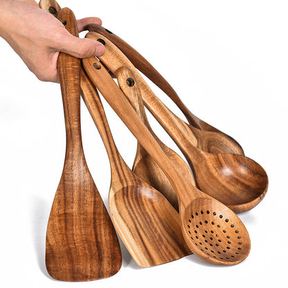 Teak Natürliche Holz Geschirr Löffel Schöpfkelle Turner Reis Sieb Suppe Skimmer Kochen Werkzeug Sets Löffel Scoop Küche Werkzeuge Gadgets