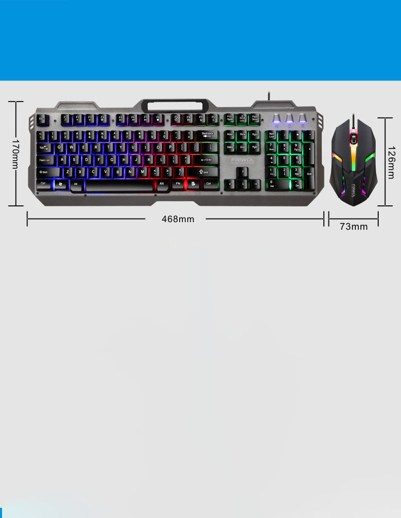 Freunde Wolf KT600 Gaming Tastatur Und Maus Set Manipulator Fühlen Büro Computer Metall Gaming Wired Tastatur USB