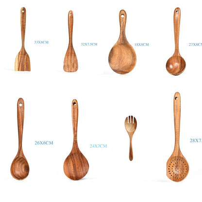 Teak Natürliche Holz Geschirr Löffel Schöpfkelle Turner Reis Sieb Suppe Skimmer Kochen Werkzeug Sets Löffel Scoop Küche Werkzeuge Gadgets