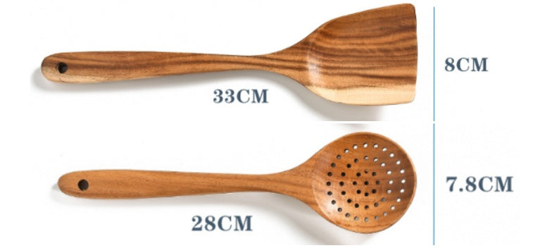 Teak Natürliche Holz Geschirr Löffel Schöpfkelle Turner Reis Sieb Suppe Skimmer Kochen Werkzeug Sets Löffel Scoop Küche Werkzeuge Gadgets